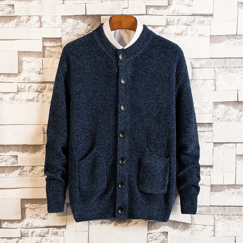 Cardigan Men Fashion Slim Fit Warm Casual Simple Solid