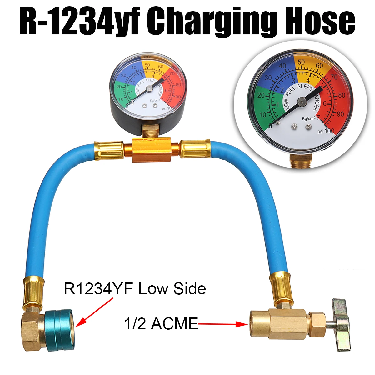 A/C R 1234yf Charging Hose with Manifold Gauge Couplers Kit for Car Air