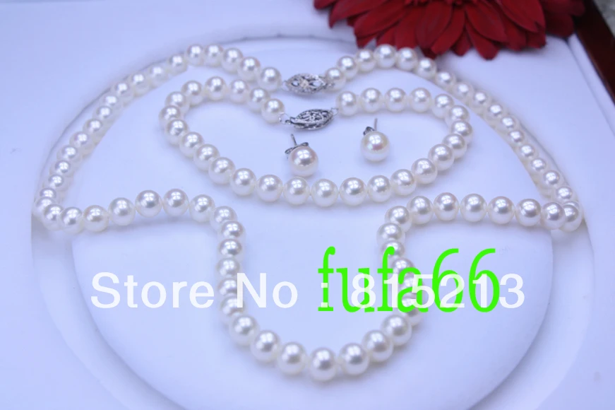

ddh0010 ELEGANT! PERFECT 6.5-7MM AAA++ WHITE AKOYA PEARL NECKLACE SET 16" 14KT