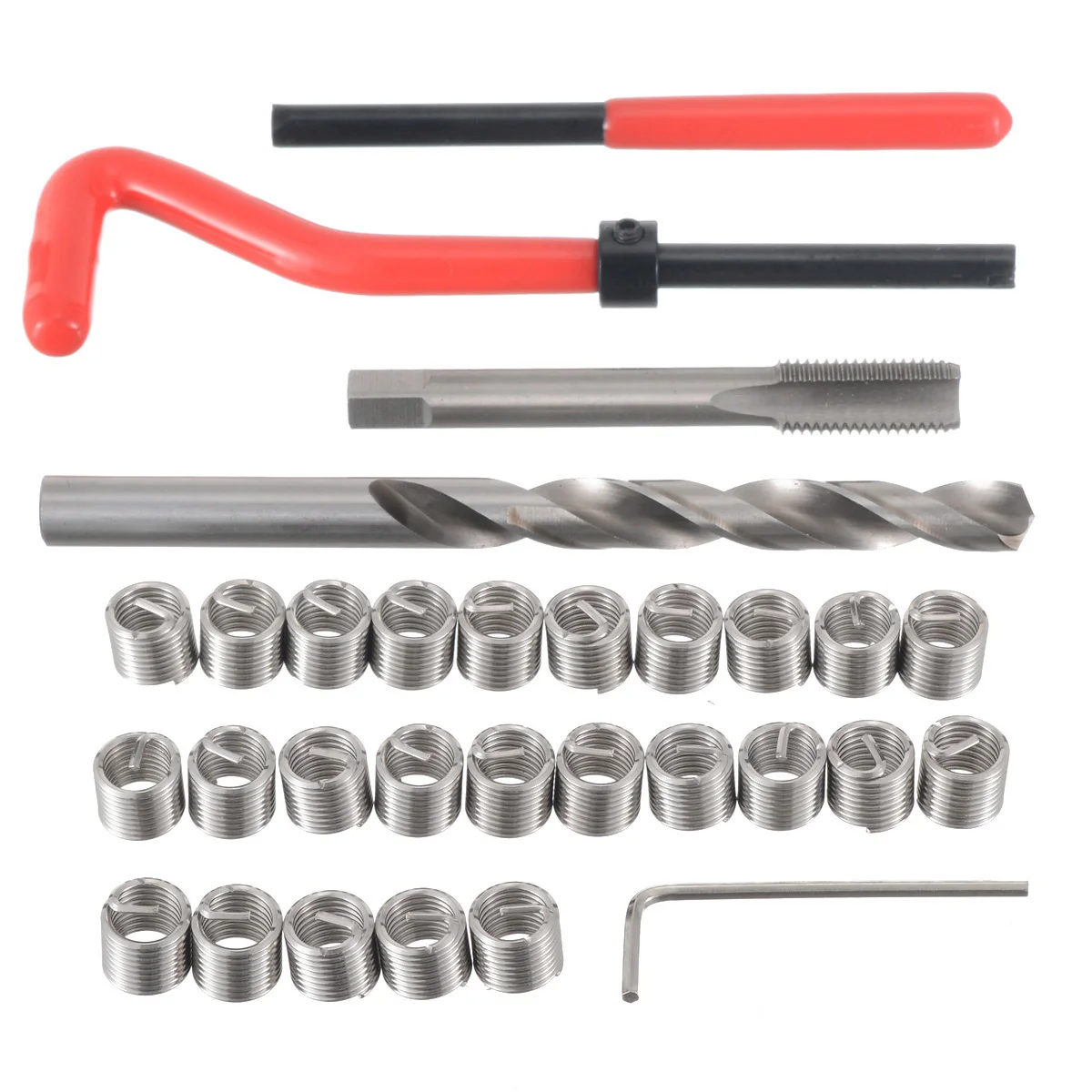 Mayitr 15pcs Thread Tap Repair Cutter Tool Kit M9*1.25*13.5mm Helicoil Compatible for Auto Repairing Tools Thread tap Drill bit