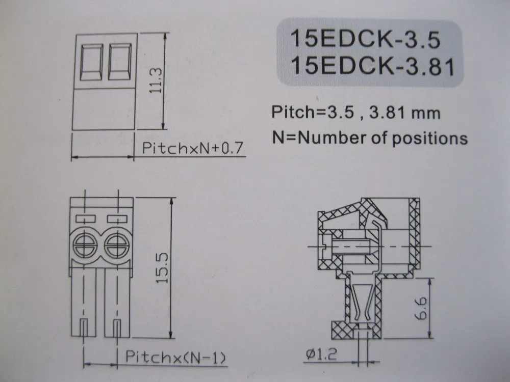 4PIN/Way Шаг 3.81 мм Клеммная колодка Разъем зеленый цвет с прямой Pin 50 шт