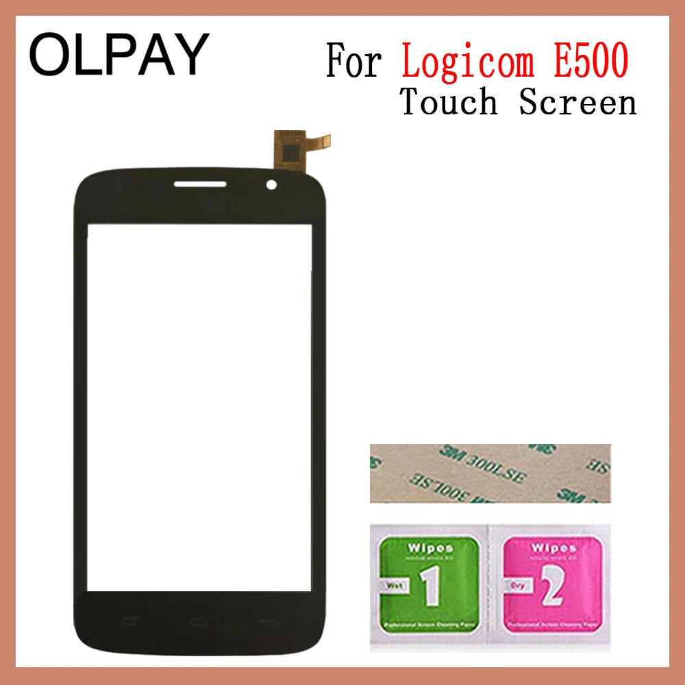 OLPAY 5," сенсорный экран для телефона для Logicom E500 сенсорный экран дигитайзер передняя внешняя передняя стеклянная линза сенсор Бесплатный клей+ салфетки - Цвет: Black No Tools
