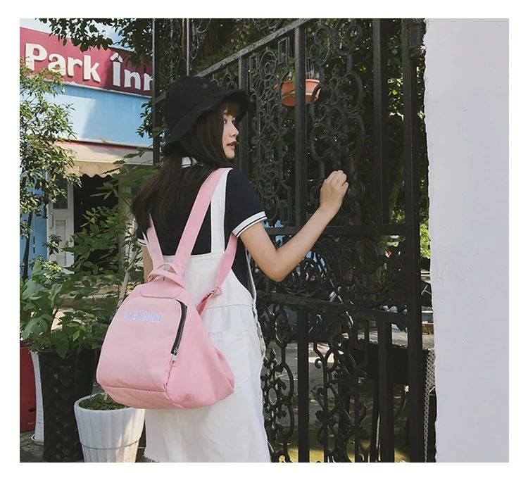 Menghuo Solid Color Multifunctional Bag Canvas Backpack Women Mochila School Bag for Travel Backpacks School Backpack for Girls (15)