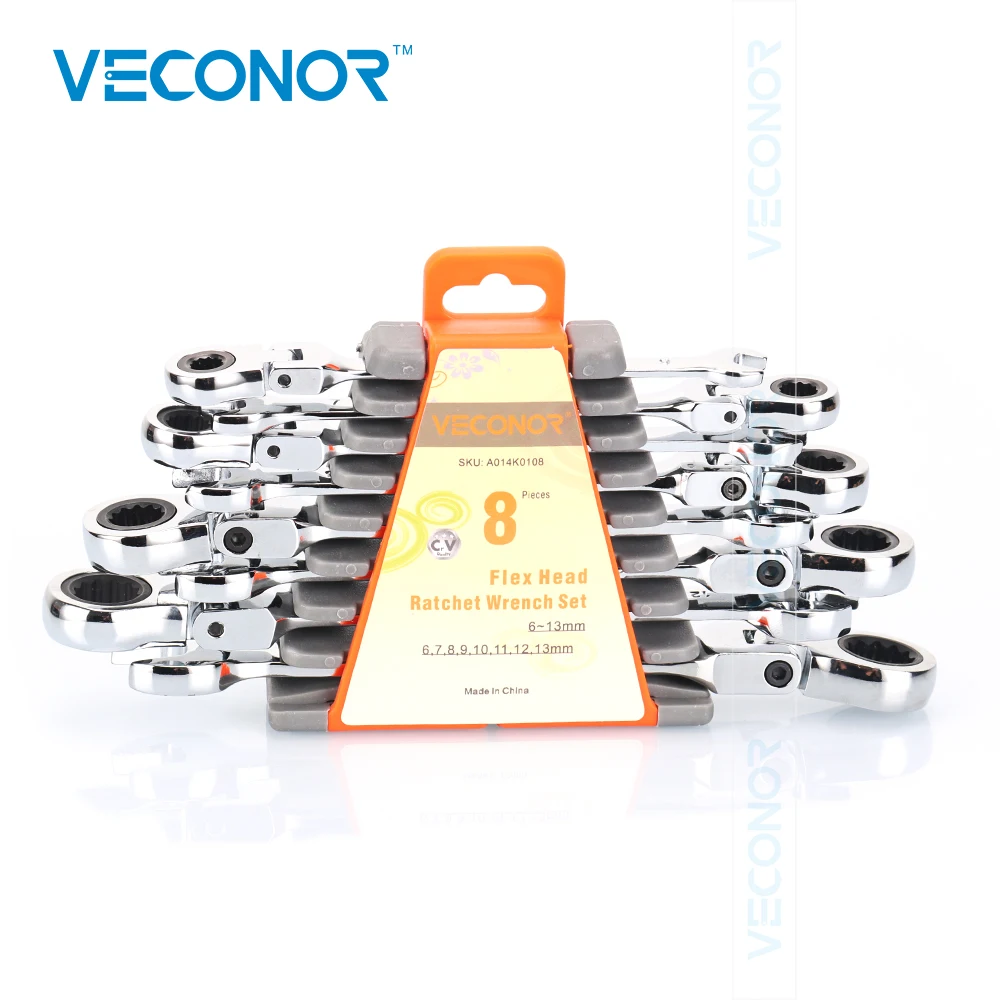 

Veconor 6-13mm Ratchet Wrench Spanner Set Flexible 180 Degree Rotatable Head 72T Electroplated Polish Hand Multitools