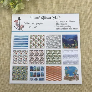 

24 sheets 6"X6" tell the ocean patterned paper Scrapbooking paper pack handmade craft paper craft Background pad