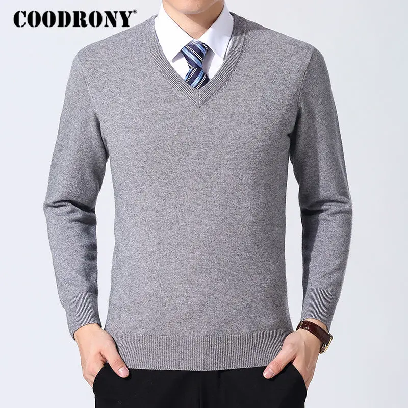 COODRONY Sweater Men Clothes 2018 Autumn Winter Cashmere Wool Pullover Sweaters Plus Size Business Casual V-Neck Pull Homme 8128