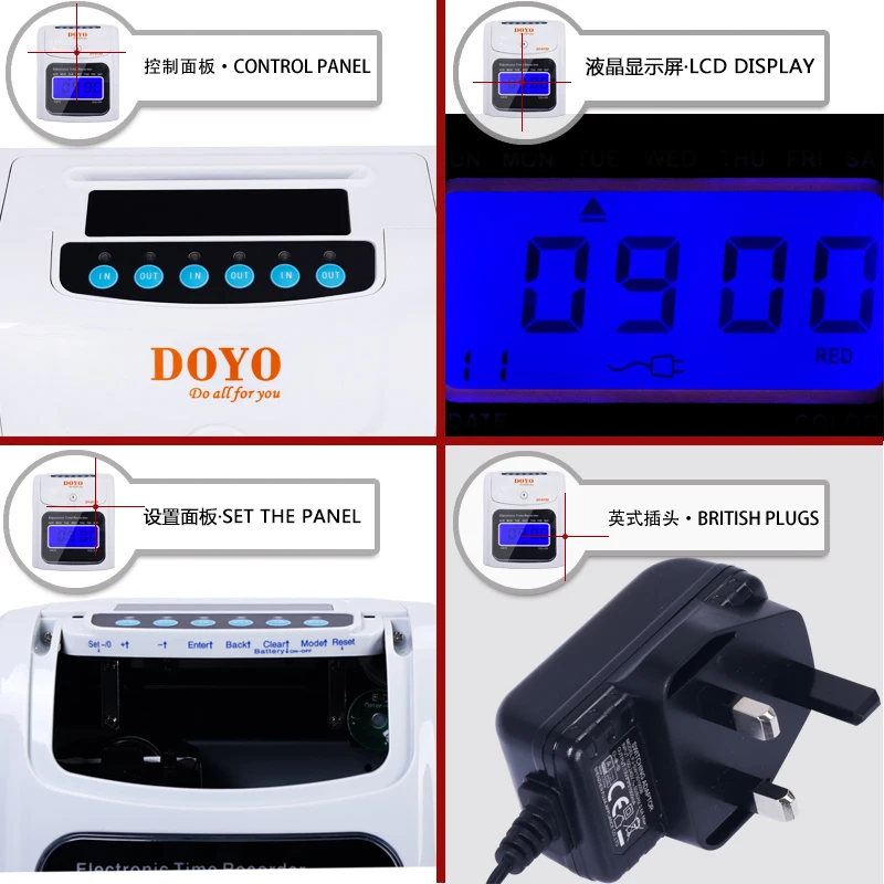 Electronic time clocks English Electronic attendance machine Employee labor card battery Power outage available English