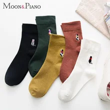 Осень и зима толстые женские повседневные хлопковые носки Harajuku Корея японский мультфильм вышивка кошка милые повседневные теплые женские носки