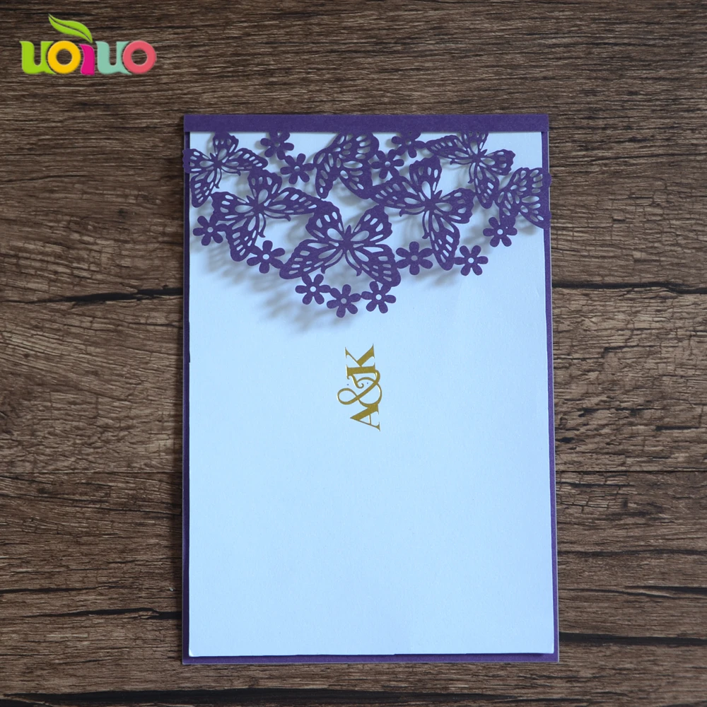 50pc Vertical Laser Cut Butterfly Invitations Cards Kits For Menu Card Wedding Bridal Shower