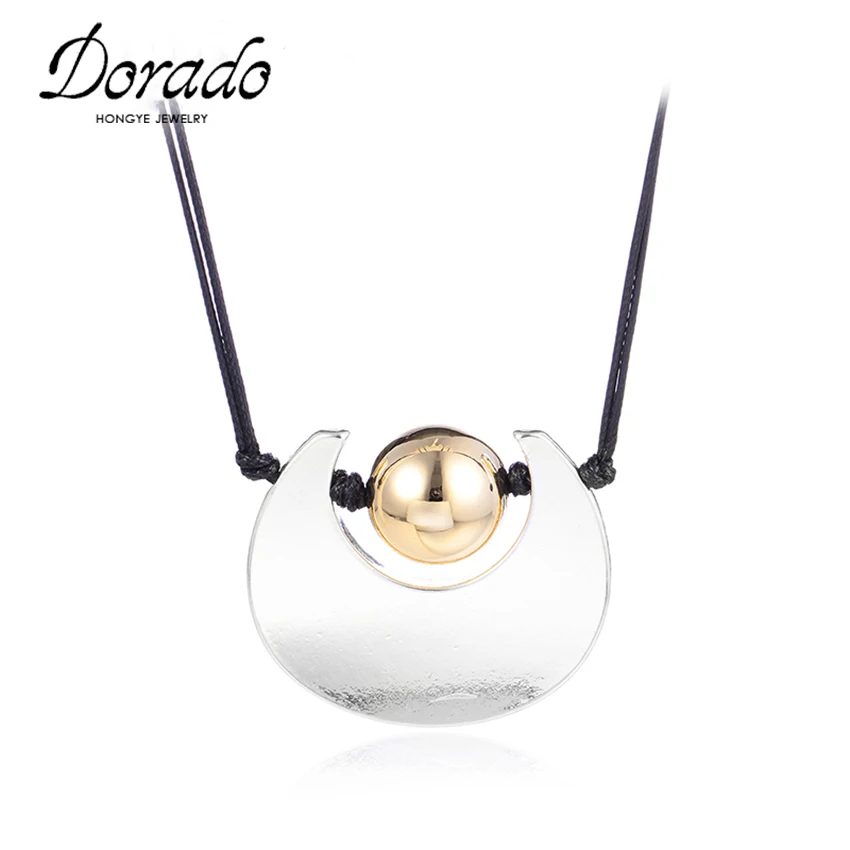

Dorado Punk Metal Ball Ingot Pendant Necklaces Gold/Silver Color Sweater Chain High Quality Statement Jewelry for Women Bijoux