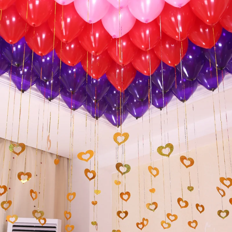 100 шт блестящее сердце картон карты подвеска в виде шара ленты Свадебные шары для украшения вечерние принадлежности 6 цветов на выбор 19