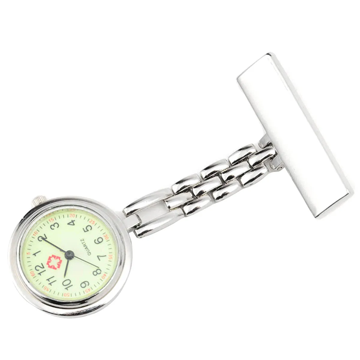 Shellhard 1pc Women Lady Luminous Nurse Watch Dial Quartz Alloy Waterproof Clip-on Brooch Nurse Pocket Watches Gifts
