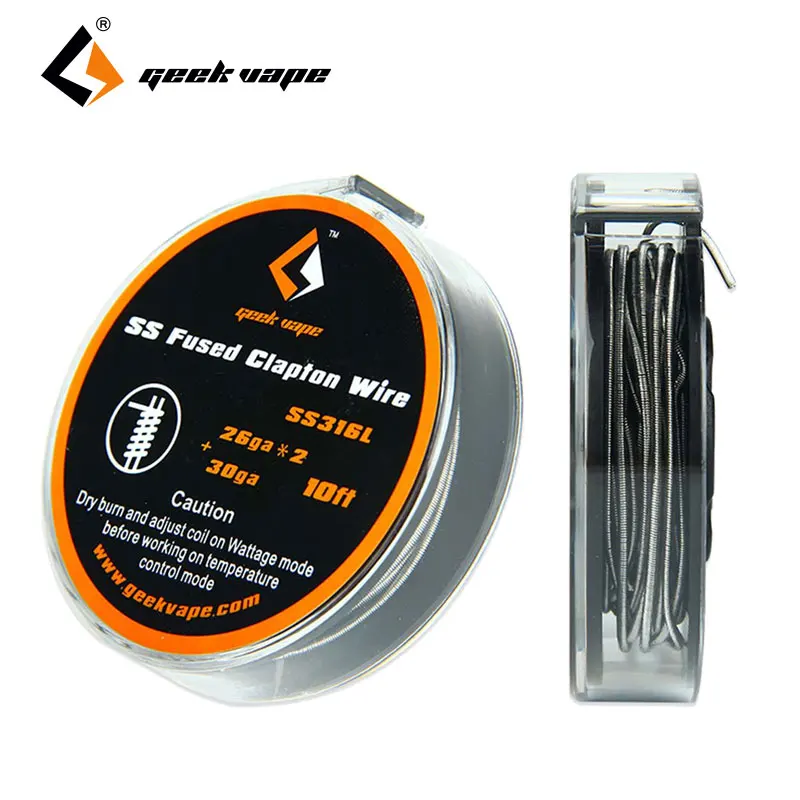Оригинальный ленточный провод GeekVape Fused Clapton SS316 проволока 26GA * 2/параллельная + 30GA vs