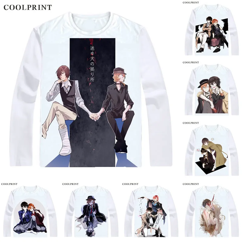 

Bungou Stray Dogs T-Shirts Multi-style Long Sleeve Shirts Literary Stray Dogs Osamu Dazai Atsushi Nakajima Cosplay Shirt