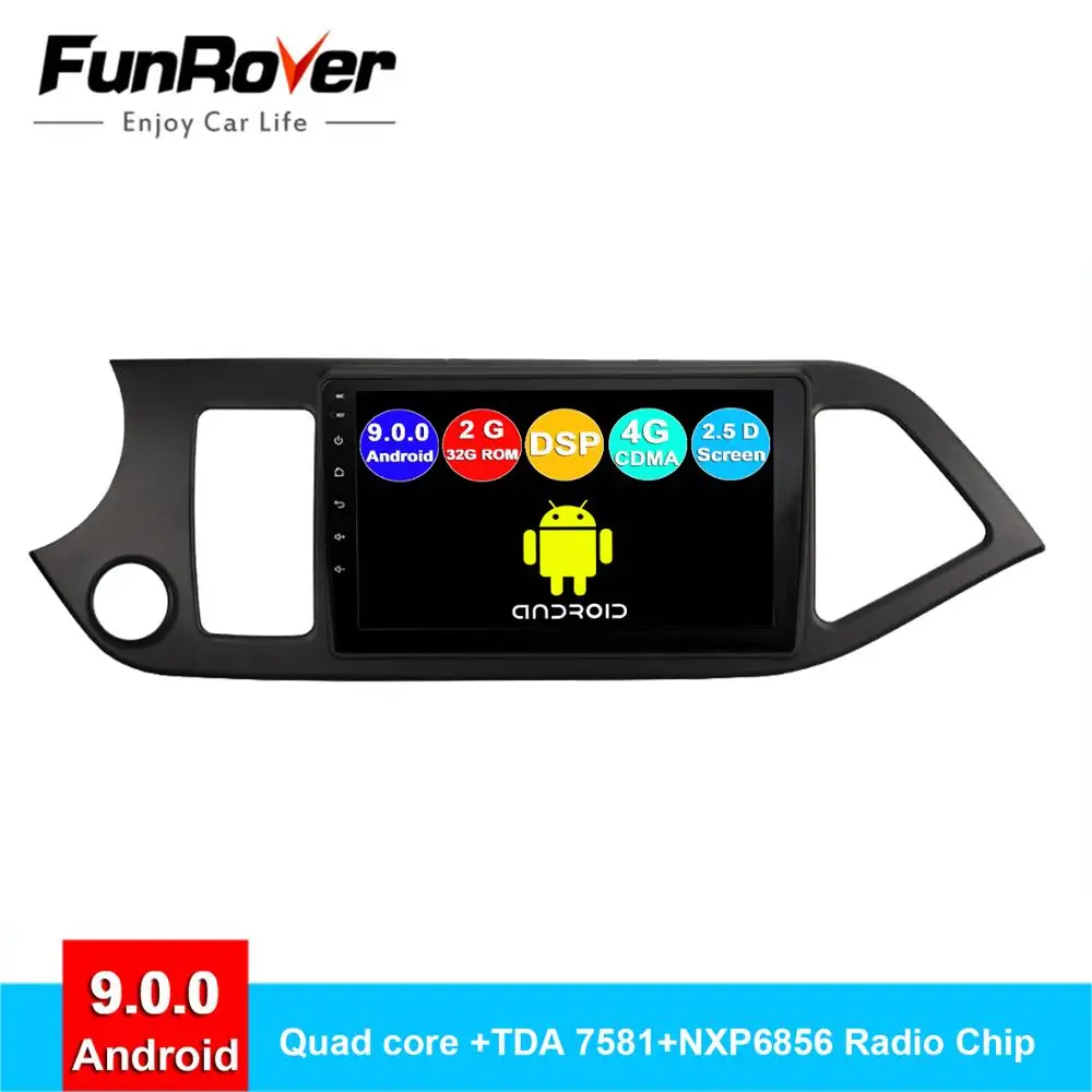 FUNROVER android 9 0 2.5D + IPS автомобильный dvd-плеер для KIA Picanto Moring 2011-2017 радио gps Навигация