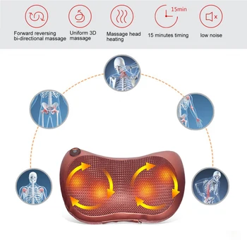

8/6/4 Head Massage Pillow Back Shiatsu Massager Cushion Home Car Waist Body Electric Multifunctional Massager Relaxation
