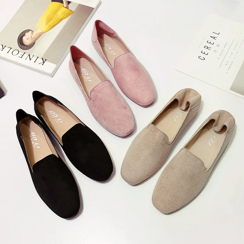 

2019 fashion square head lazy work shoes shallow mouth British wind flat shoes comfortable flat with large size single shoes