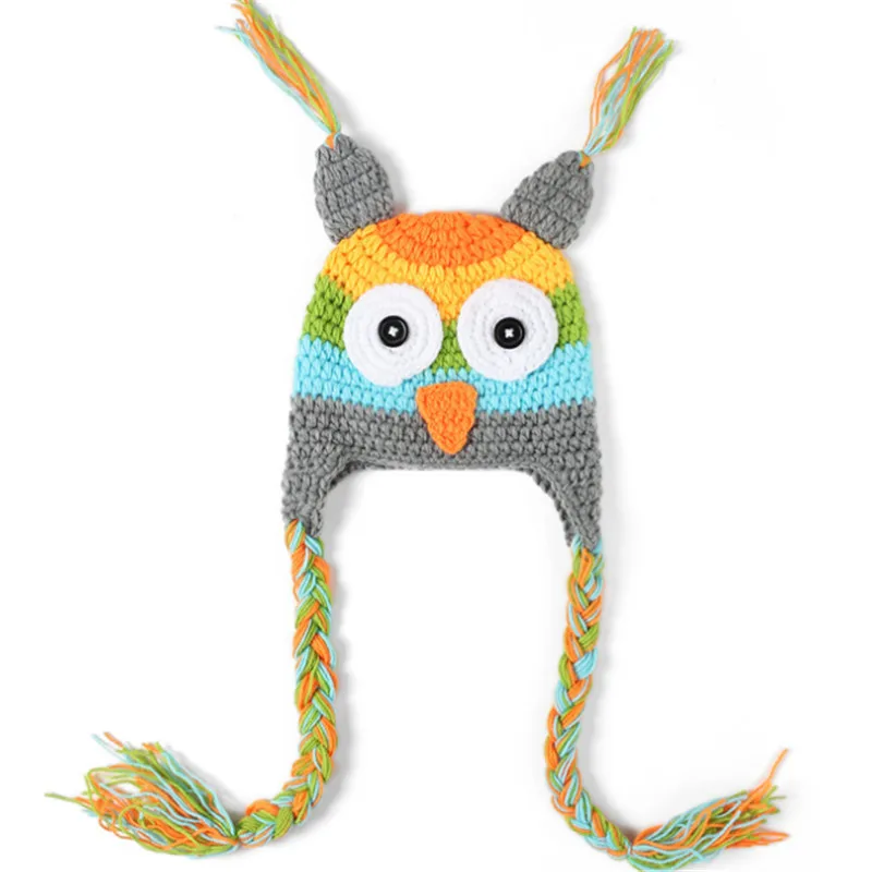 Knitting Winter Hats For Baby Kids Lovely Owl Handmade Cardigan Warm Caps Outdoor Hat 0-1Year gorro | Аксессуары для одежды