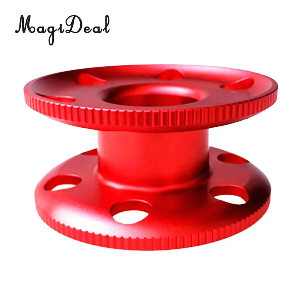 MagiDeal Aluminum Alloy Scuba Diving Compact Finger Spool Reel Guide Line Spool Red