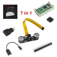 7 in 1 kit Raspberry Pi Zero Camera + Acrylic Case + Holder + Mini HDMI Adapter + GPIO Header + Mini USB Adapter + Heat Sink