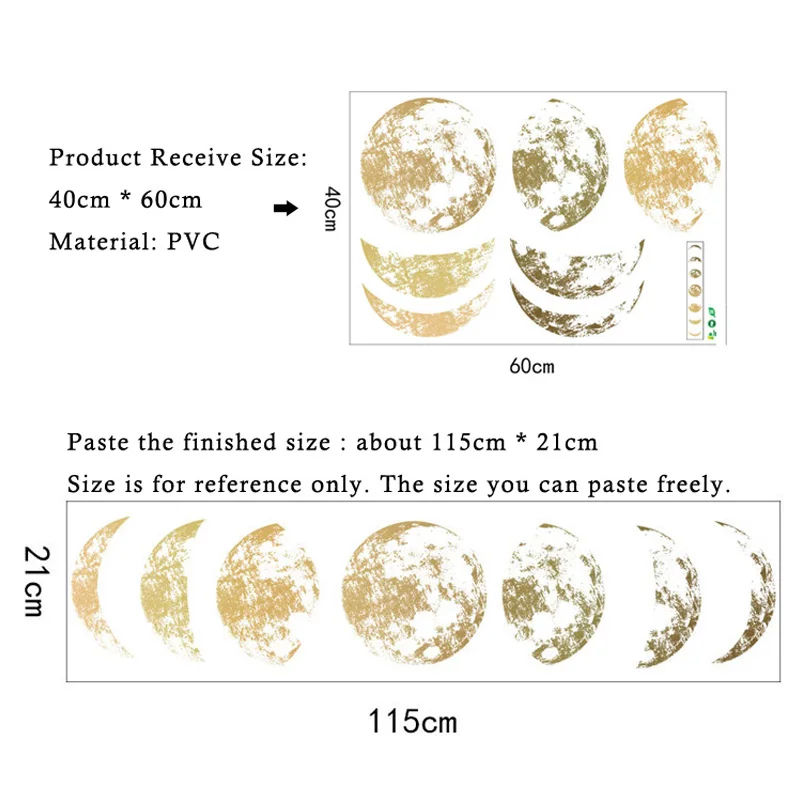 Креативные 3D настенные Стикеры с фазой Луны для дома, гостиной, украшения стен, настенные художественные наклейки, фоновый декор, наклейки с Луной