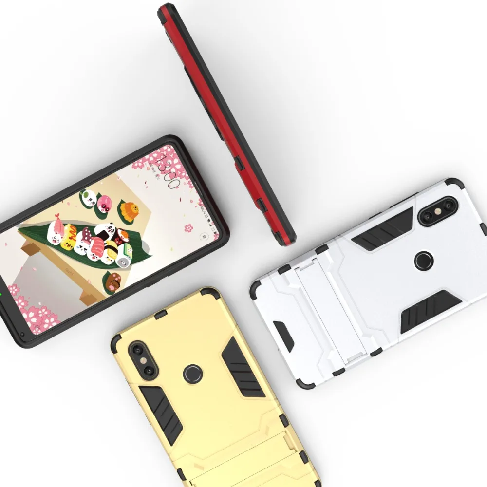 For Mi XiaoMi 6 Note3 MIX 2S A1 A2 5X 6X Stand Heavy Duty Protection Shells Armor Phone Case Soft TPU+PC Hard Plastic Cover |