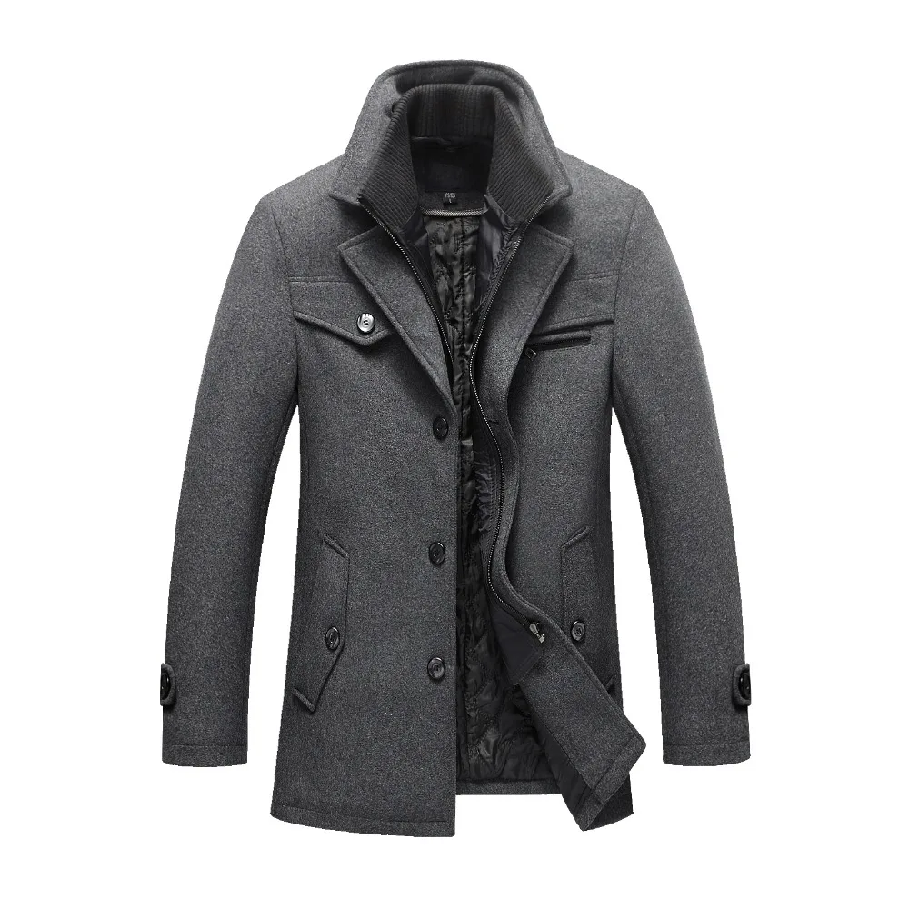 Прямая доставка новое зимнее шерстяное пальто приталенные куртки для мужчин