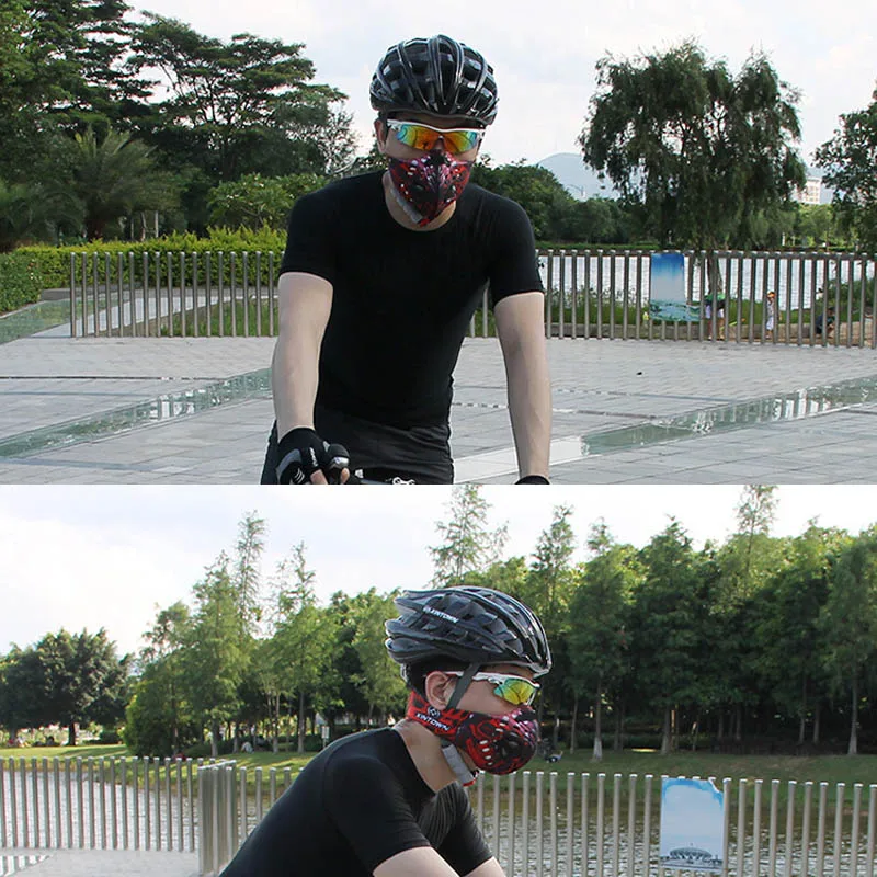 

Outdoor Cycling Half Face Mask Dust Windproof Anti Pollen Allergy Activated Carbon Masks Filter Sports Riding Running JLRL88