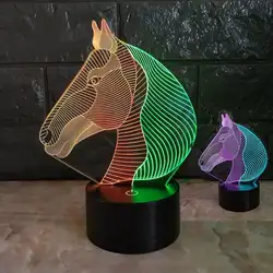 Конская 3d настольные лампы творческий семь Цвет Touch зарядки настольные лампы светодиодные визуальный подарок на день рождения подарок