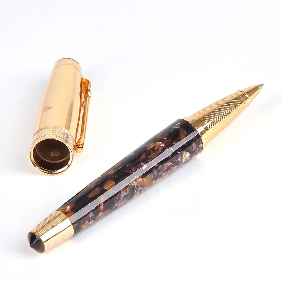 

High-end Duke Gold Trim Rollerball Pen Black Ink Medium Refill Metal Ballpoint Pens for Writing School and Office Supplies