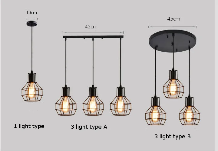 Подвесной светильник в скандинавском стиле ретро в железной клетке, современный светильник, Американский промышленный винтажный светильник, кухонные подвесные лампы, люстра