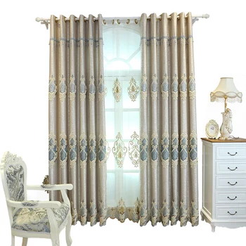 

High Grade European Style Luxury Curtain Cloth Shading Finished Landing Windows Curtains for Living Dining Room Bedroom