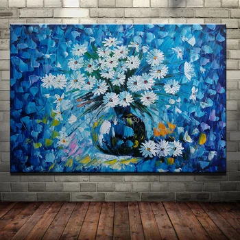 

Modern Palette White Flower Vase Knife Oil Painting On Canvas Art Sets For Living Room Home Decor Abstract Picture Gift To loves