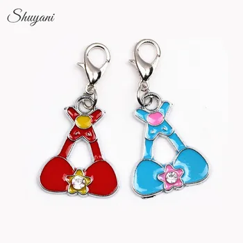 

Newest 20pcs/lot Mixed Red and Blue Enamel Underwear Pendant Charms with Lobster Clasp Pendant for Jewelry Making