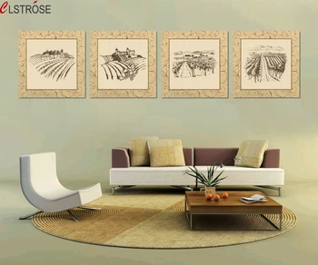 

CLSTROSE 4 Piece Canvas Wall Art Vintage Abstract Canvas Painting Modern Wall Hangings Painting For Living Room Sofa Decor