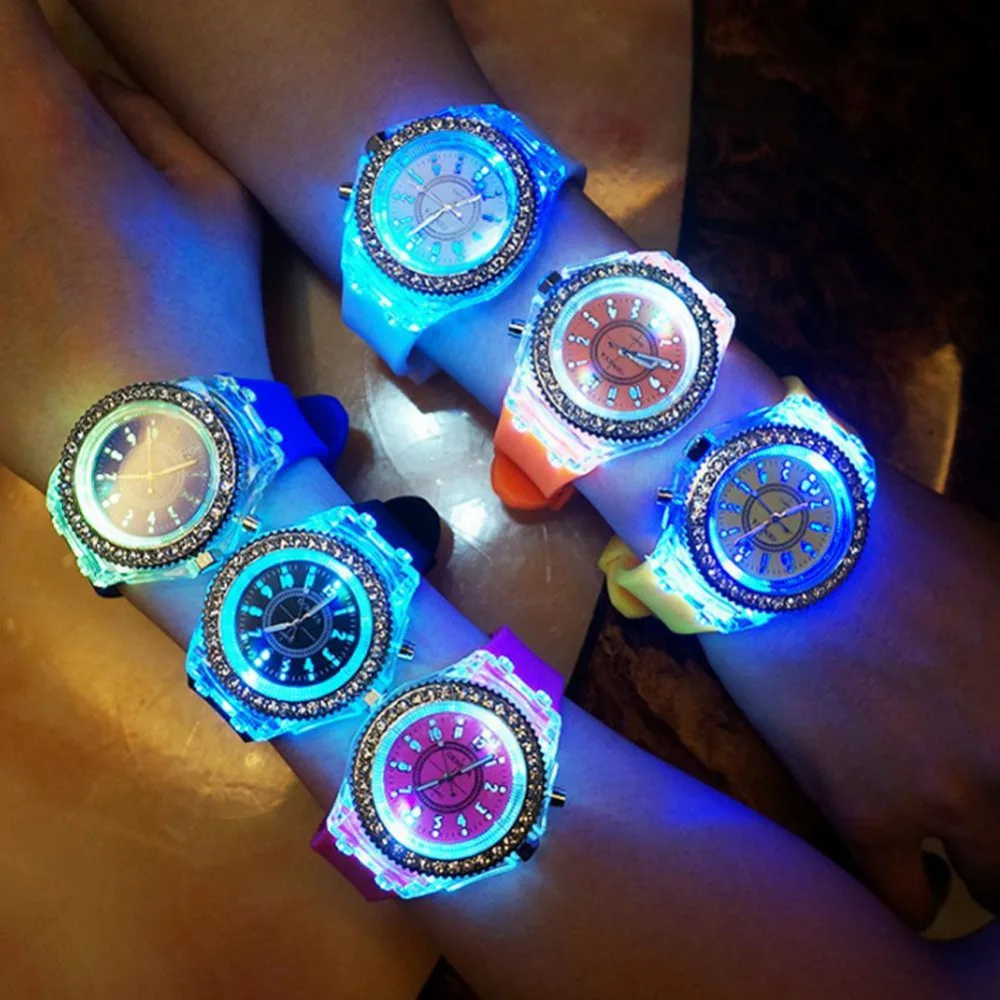 Светодиодный светящийся спортивные часы женские кварцевые часы женские силиконовые наручные часы светящиеся Relojes Mujer светодиодный Flash