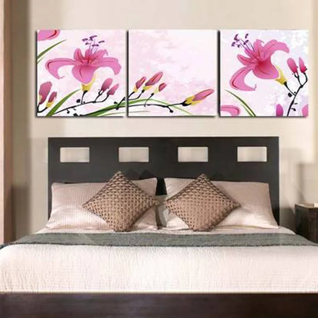 3 pieces canvas wall art pink flowers wall decorations bed room