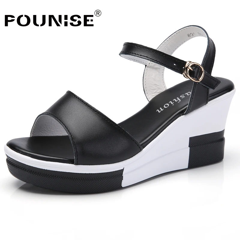 

2019 brand women shoes Wedges Sandals Split Leather shoes Sandals ladies shoes high heel Platforms shoes woman fashion