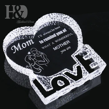

H&D Clear Crystal Trophy Award Heart Love Shape For Mum Mother Best Gift for Birthday Mother's Day Thanksgiving Home Ornament