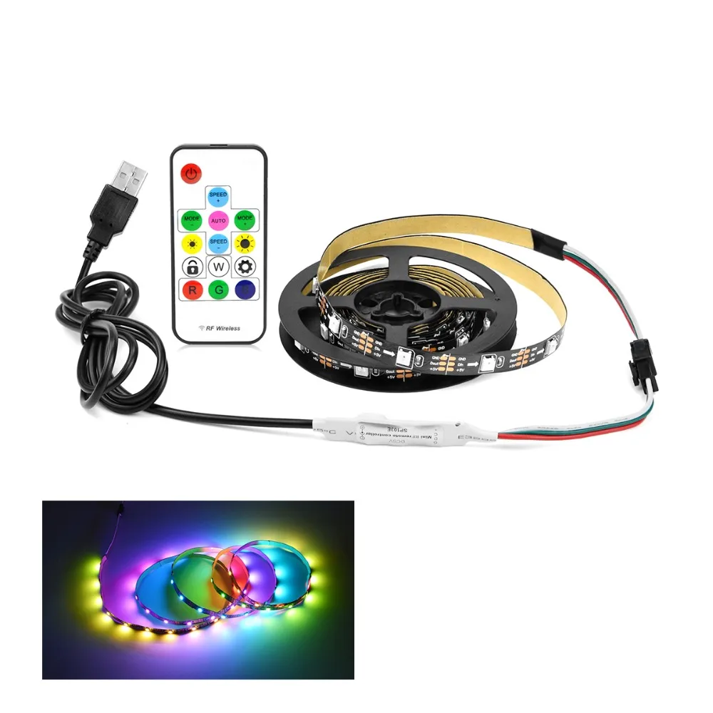 1 м 2 3 4 5 М WS2812 USB В светодиодная Пиксельная полоса света RGB неоновая лента лампа