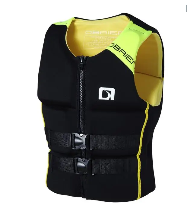 Спасательный жилет для взрослых, неопреновый плавающий жилет для плавания, спасательный жилет для серфинга, спасательный буй для плавания, надувной водный спасательный буй - Цвет: black yellow