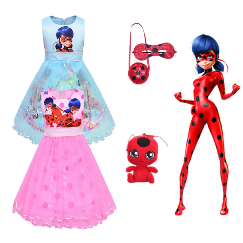 

Hot Tutu Dress Girl Party Dress hot sell Ladybug Dress Baby Girls Clothes Kids Dots Clothing Ladybug Cosplay Costume 3-10Y