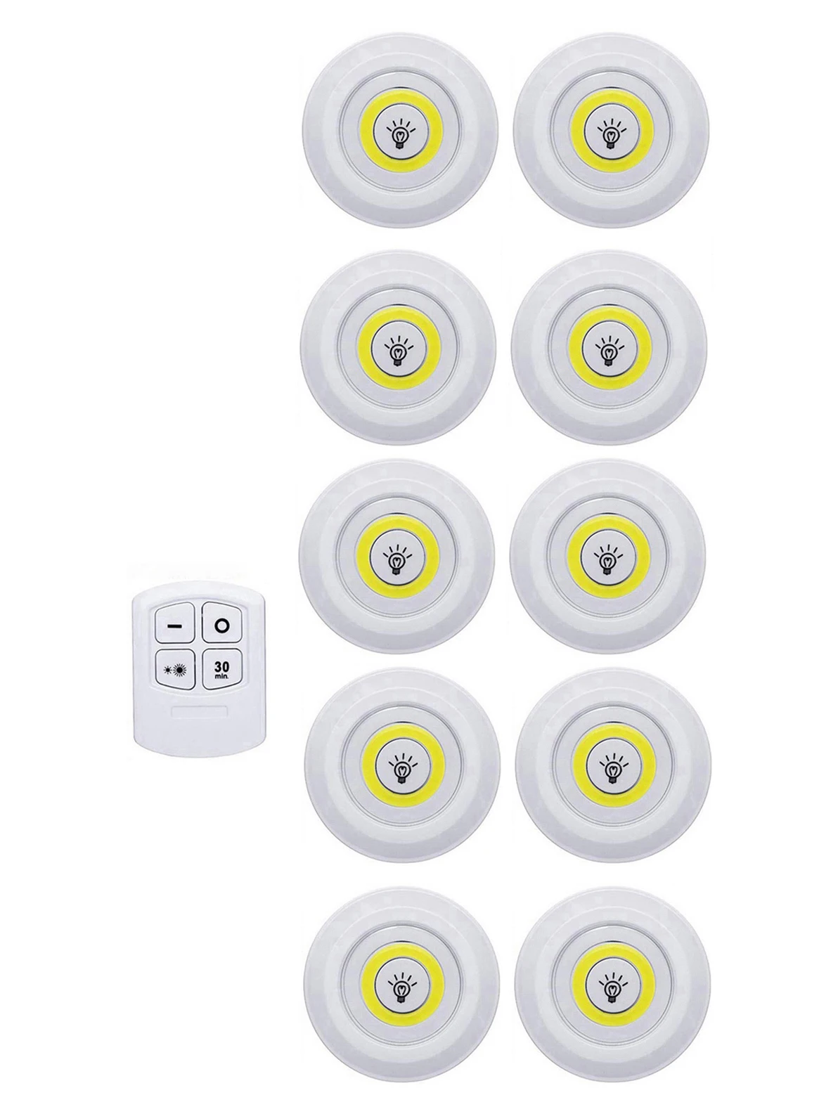 Управляемый батареей Диммируемый светодиодный светильник для шкафа COB Светодиодные шайбы освещение для шкафов с пультом дистанционного управления для гардероба ванной комнаты - Цвет: 1 controller 10 lamp