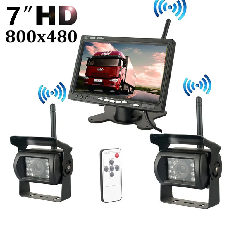 Wireless Dual Backup Cameras Parking Assistance Night Vision Waterproof Rearview Camera With 7 Monitor for RV