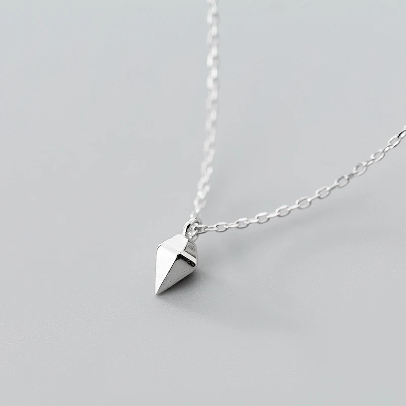 

MloveAcc Solid 925 Sterling Silver Korea Style Geometry Cone Pendant Necklaces for Women Fashion Silver Punk Jewelry