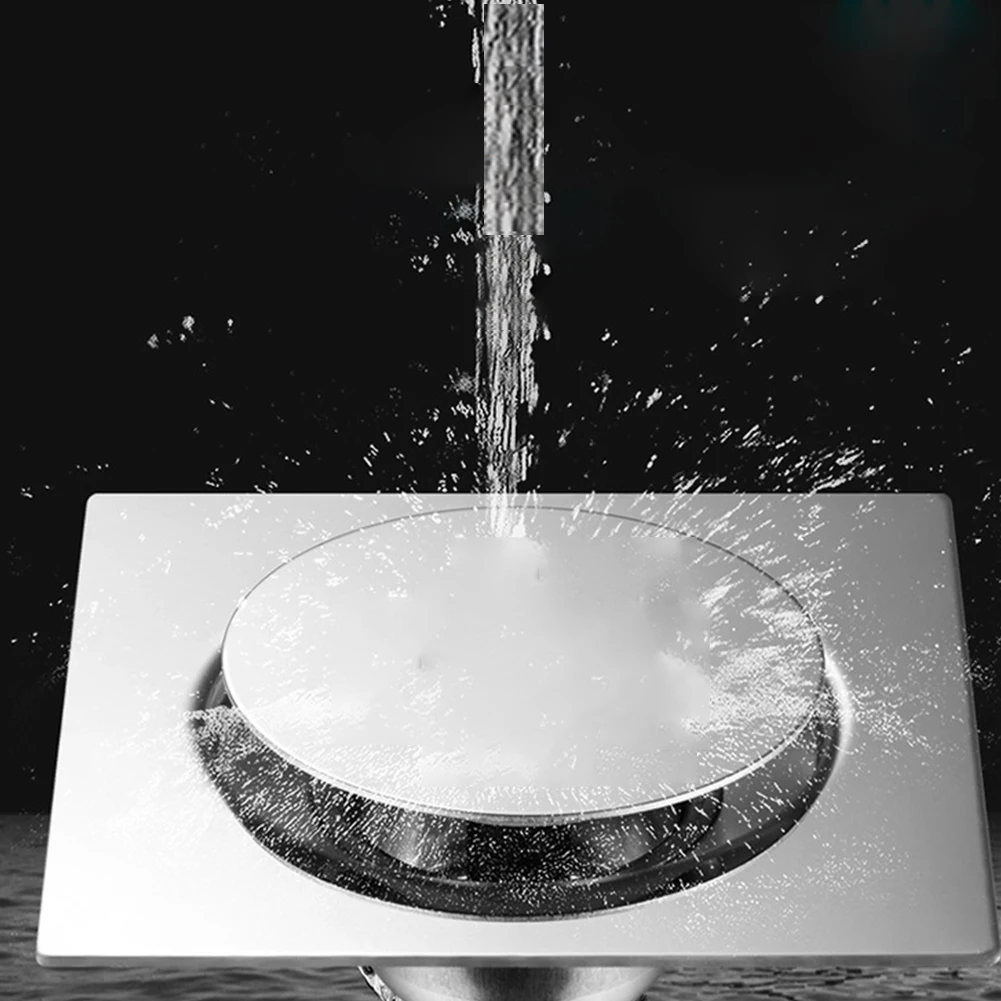 

Hotel Bathroom Floor Drain Shower Waste Durable Bouncing Silver Cover Deodorant Stainless Steel Square Pedal Type Easy Clean