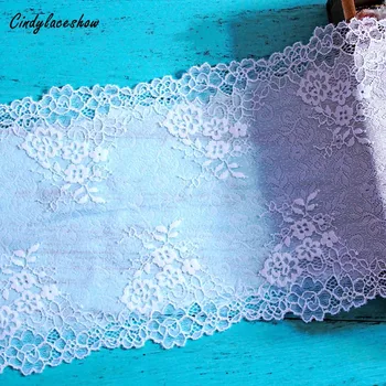 

1Yard 19cm Wide Nylon White Elastic Lace Trim Lngeire DIY Clothing Accessories Sewing Applique French Net Stretch Lace Trimmings