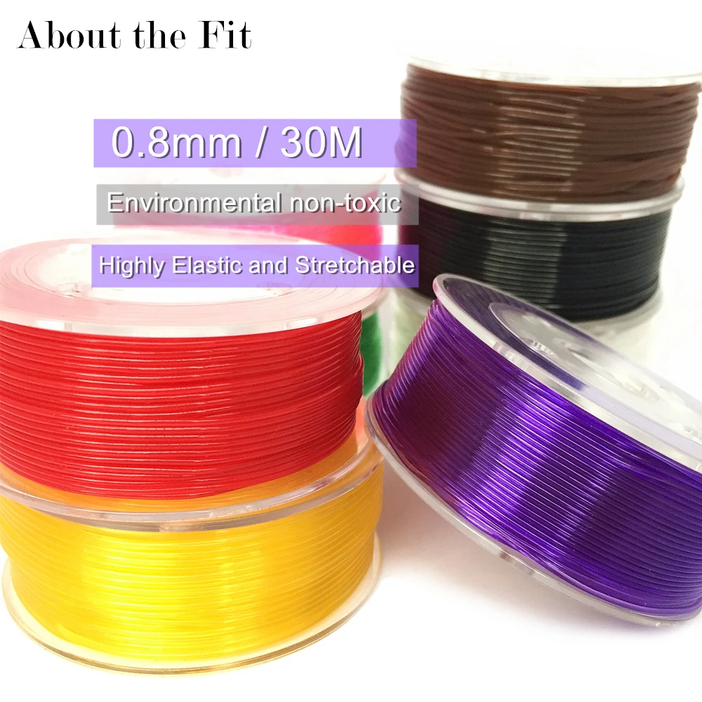 

About the Fit 0.8mm 30M Crystal Elastic Threads Stretch Cords Beading HandCrafts Findings Lacing String DIY Jewelry Accessories