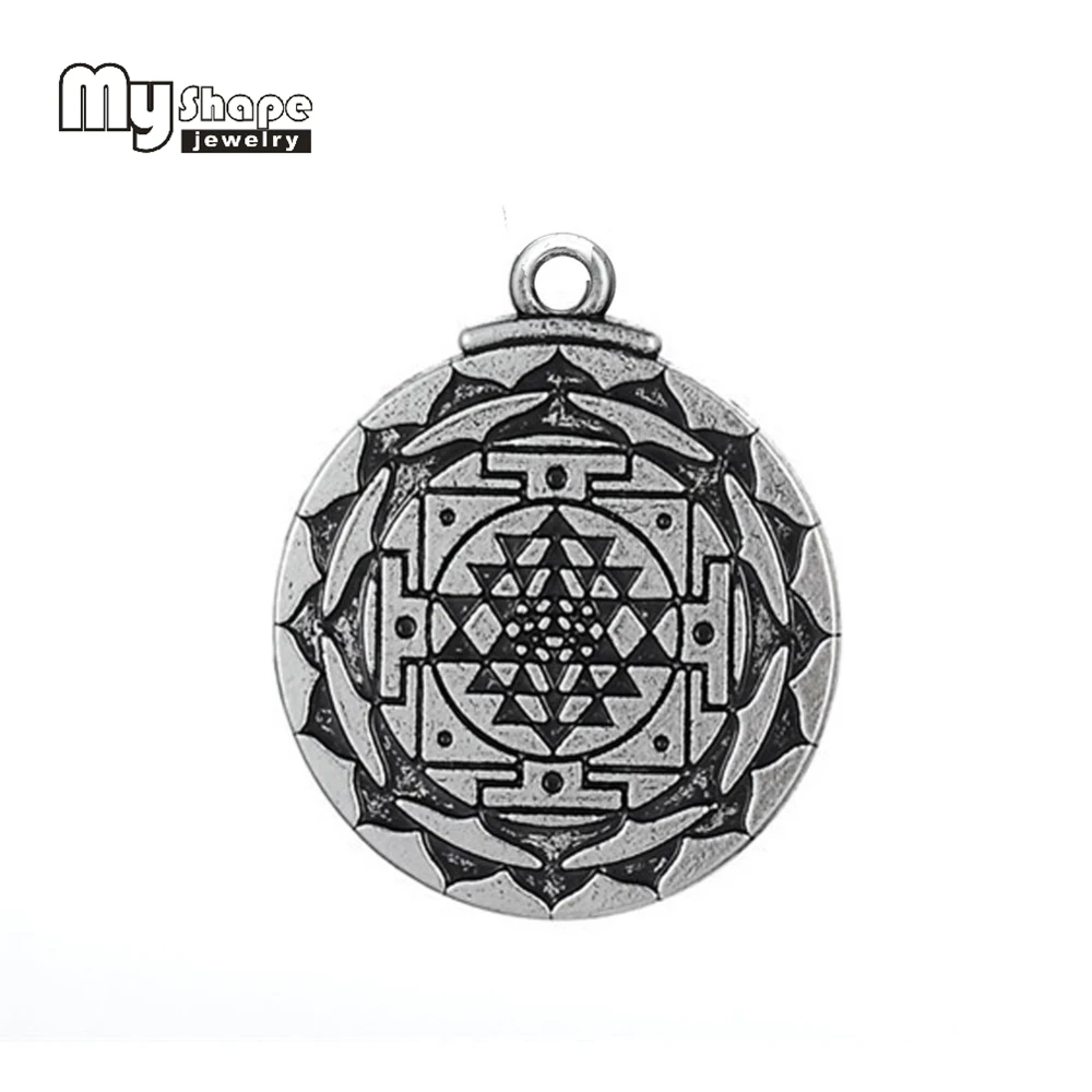 My shape Sri Yantra для роста и исцеляющий амулет богатство богиня талисман подвеска тантрическая Йога Hindi мужские ювелирные изделия 5 шт Лот