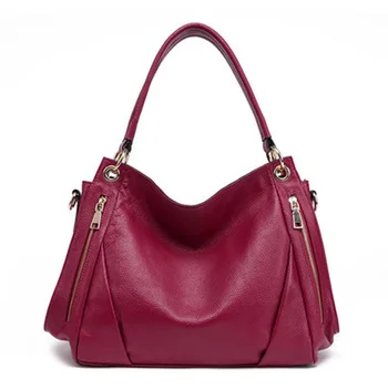 

9811-D New Fashion Top Layer Cowhide Leather Bag Women Large Capacity Lady Handbag Ladies Totes Single Shoulder Bag